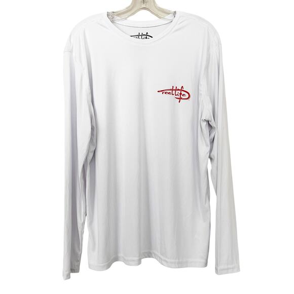 Reel Life White American Flag Long Sleeve Shirt Sz L - Picture 1 of 5